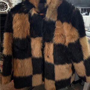 Stand Studio kids faux furJacket /coat in Black and Brown